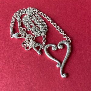 Brighton Adore Me Heart Necklace Scroll Design, Like New, Gift Yourself! Extras!